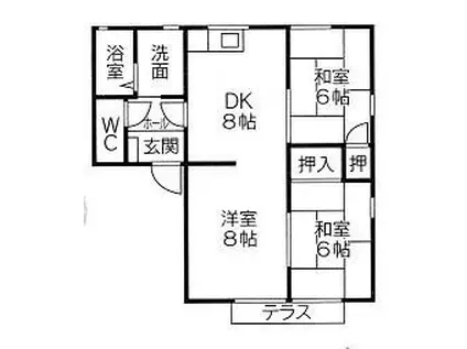 コーポF(3DK/1階)の間取り写真