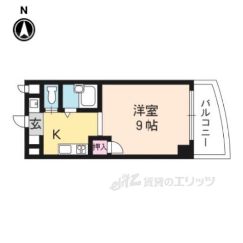 ラフィーネ四条堀川(1K/5階)の間取り写真