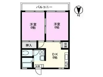 イシイハイツ(2DK/1階)の間取り写真