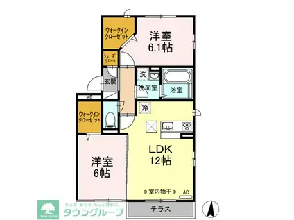 ヴィラ浜見山(2LDK/1階)の間取り写真