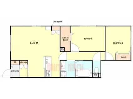 ベルメゾン星陵台(2LDK/1階)の間取り写真