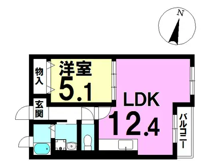 ハートフルタウン・参番館(1LDK/1階)の間取り写真