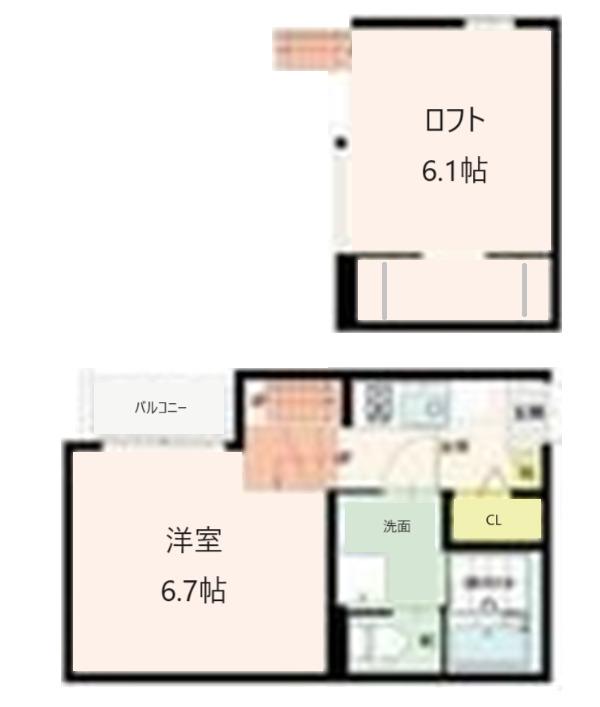 WOOD HOUSE穀町(1K/1階)の間取り写真