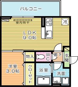 D-ROOM西小倉(1LDK/2階)の間取り写真