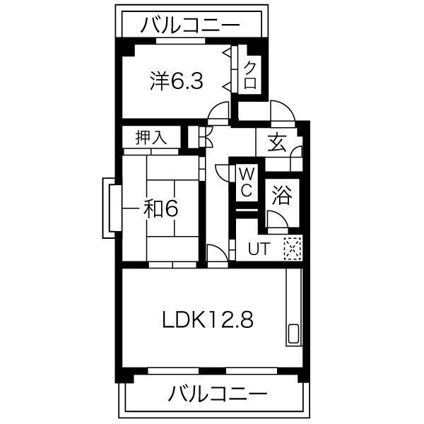フレグランス春日井(2LDK/2階)の間取り写真