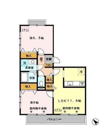 グリーンヒルズ(2LDK/2階)の間取り写真