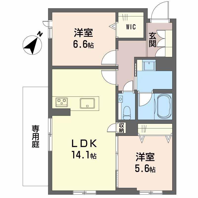 アーデルドルフ一社(2LDK/1階)の間取り写真