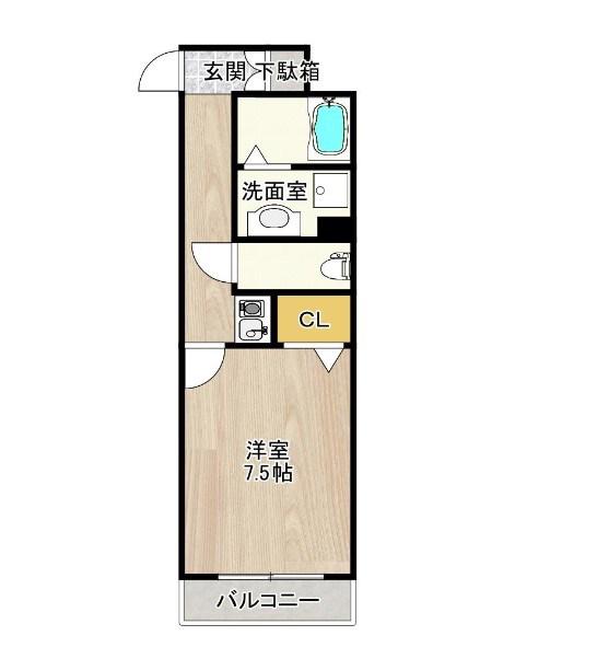 CITYSPIRE神戸元町2(1K/9階)の間取り写真