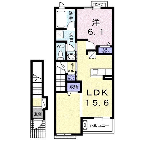 エドワール(1LDK/2階)の間取り写真