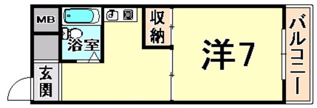 ロイヤルメゾン武庫之荘VII(1K/3階)の間取り写真