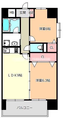 ラ・フォーレ久宝園(2LDK/7階)の間取り写真