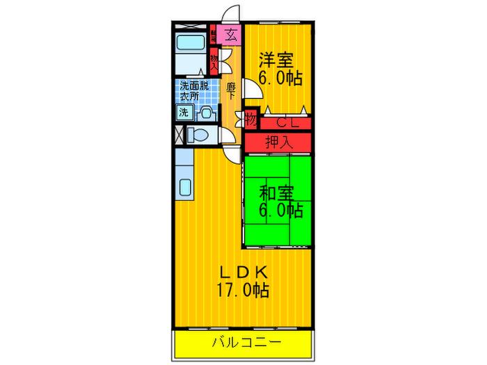 南マンション(2LDK/2階)の間取り写真