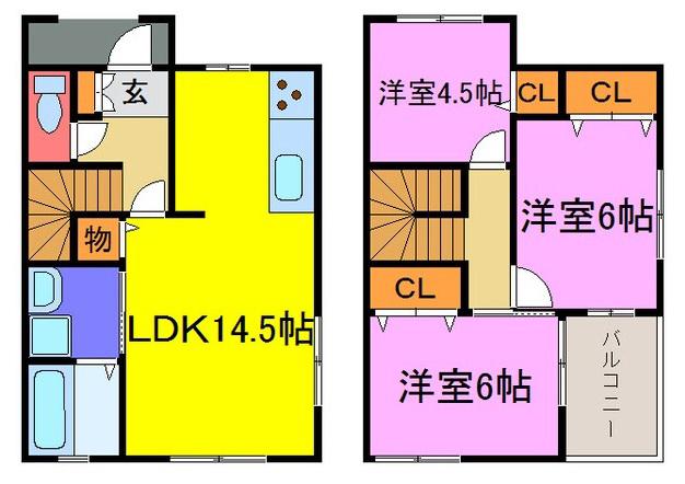 コンフォート矢原(3LDK/1階)の間取り写真