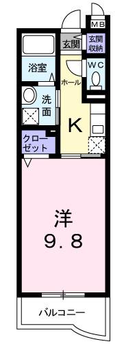 パスコーレ(1K/1階)の間取り写真