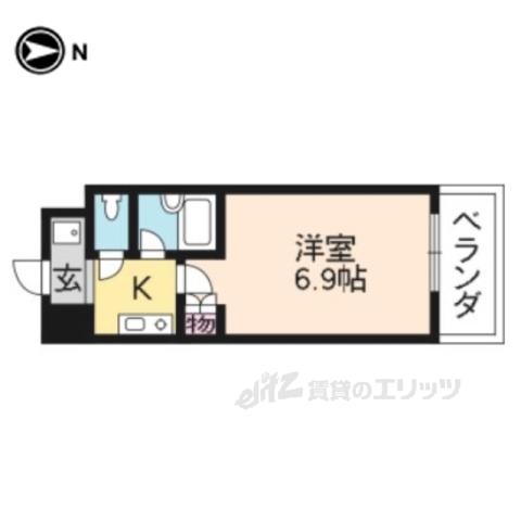 サンシティ四条西洞院(1K/7階)の間取り写真