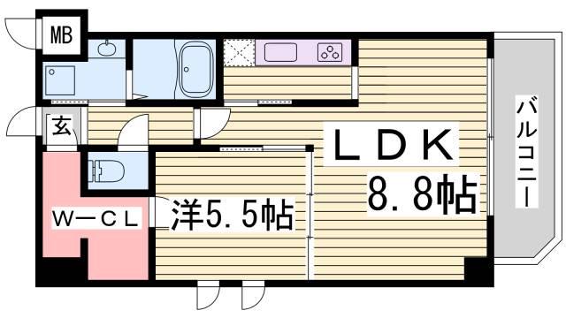 S-RESIDENCE神戸磯上通(1LDK/3階)の間取り写真