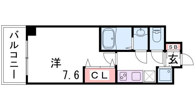 LUXE神戸ウエスト(1K/10階)の間取り写真