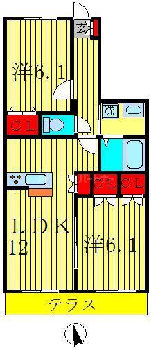 メゾン フルール(2LDK/1階)の間取り写真