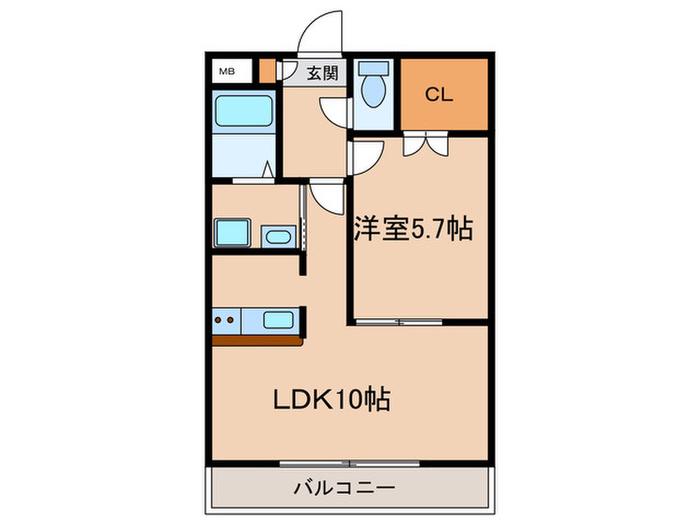 メロン宇佐美(1LDK/2階)の間取り写真