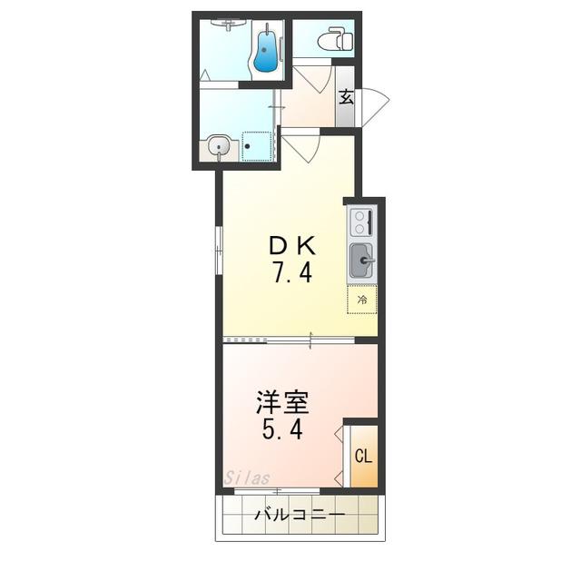 フジパレス堺梅北II番館(1DK/3階)の間取り写真