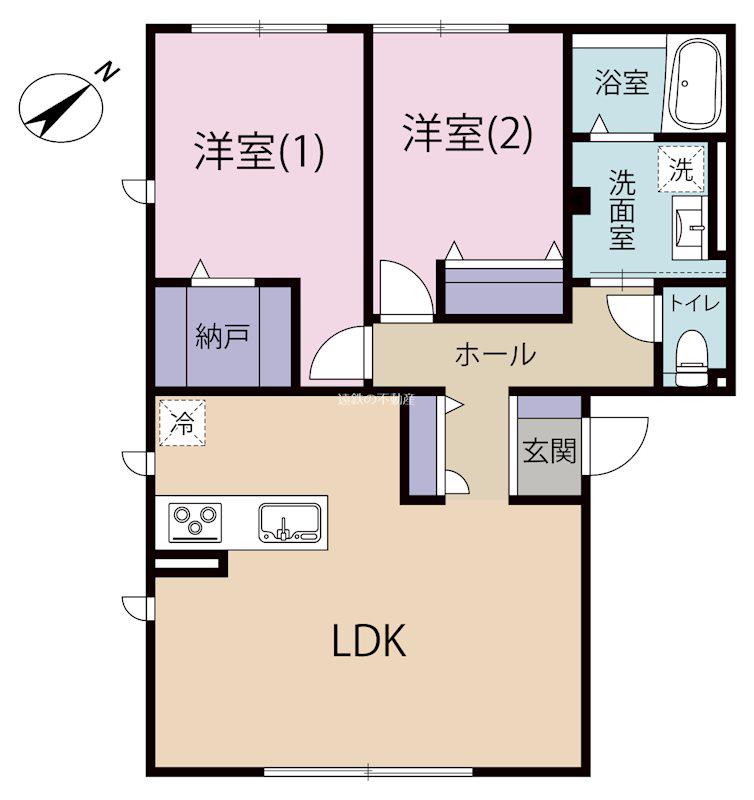 GRAND HILL 清水 I(2LDK/3階)の間取り写真