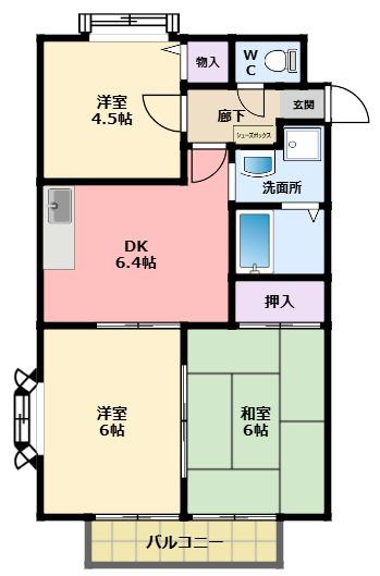 パナシェモア(3DK/2階)の間取り写真