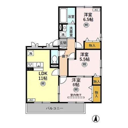 メゾンドールA(3LDK/3階)の間取り写真