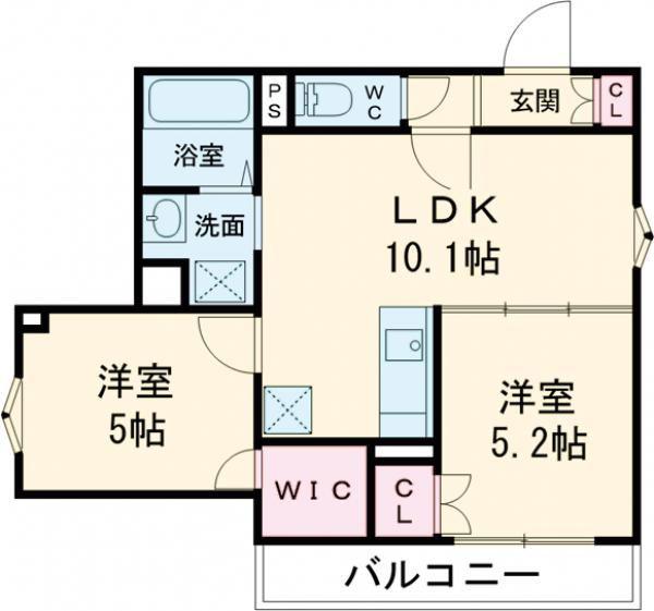 クリエオーレ誉田(2LDK/2階)の間取り写真