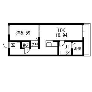 ティンガーラ須ヶ口 ウエスト(1LDK/2階)の間取り写真