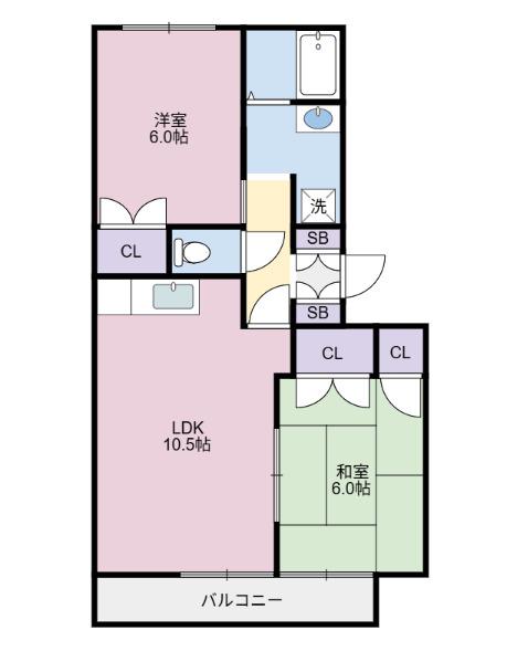 サンハウス(2LDK/1階)の間取り写真