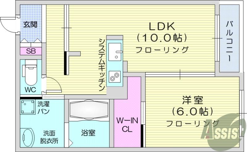 セレブリゾート旭ヶ丘(1LDK/1階)の間取り写真