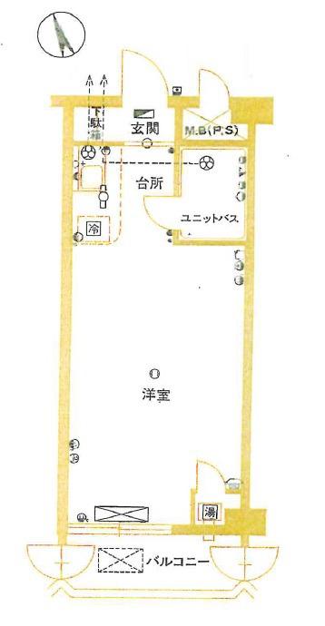 トーカンマンション医学町(ワンルーム/2階)の間取り写真
