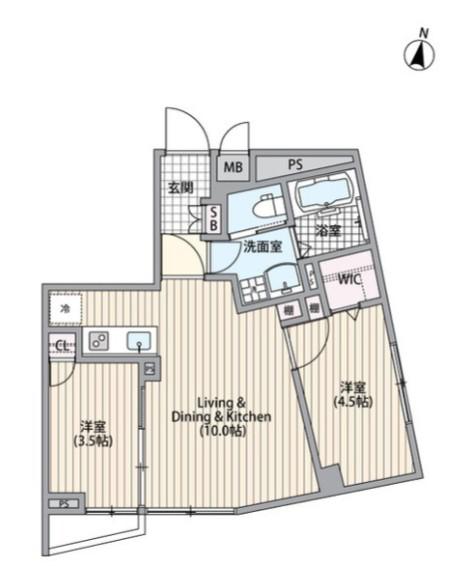エルファーロ南麻布(2LDK/2階)の間取り写真