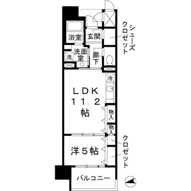 ロイヤルパークスなんば(1LDK/10階)の間取り写真