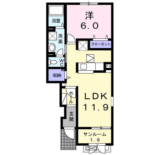クレメントIII(1LDK/1階)の間取り写真
