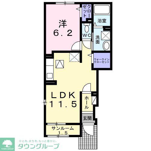 AULII アウリィ(1LDK/1階)の間取り写真