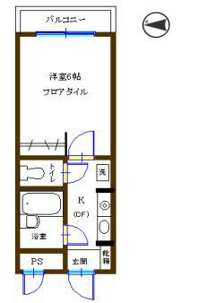 サントピア明大前(1K/5階)の間取り写真