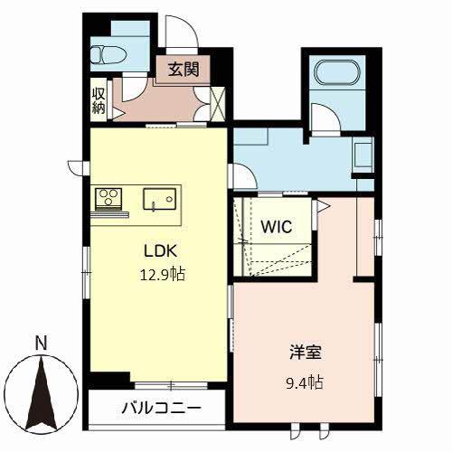 グリシーヌ丸太町(1LDK/2階)の間取り写真