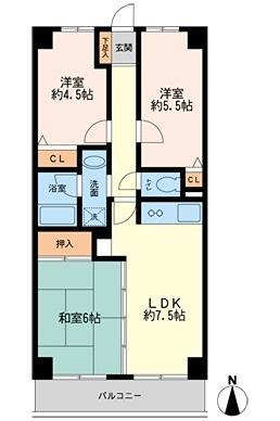 ミアカーサ希望が丘(3LDK/1階)の間取り写真