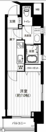 グランスイートTOKYOマークス(1K/2階)の間取り写真
