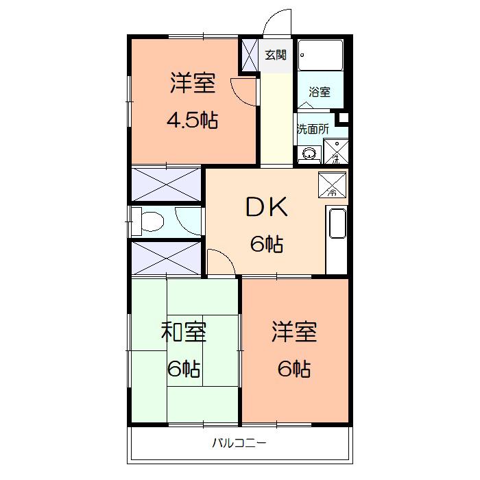 コーポウエキA(3DK/1階)の間取り写真