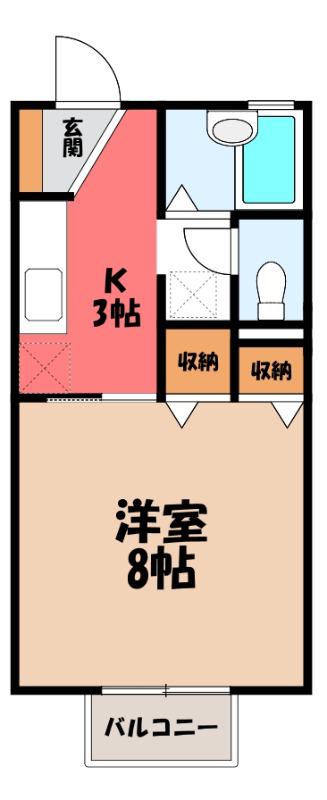 エクセルタムラA(1K/2階)の間取り写真