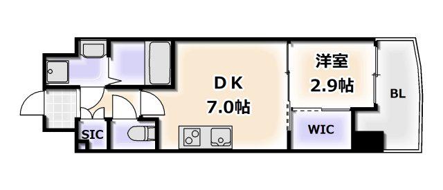 セレニテ難波リアン(1DK/8階)の間取り写真