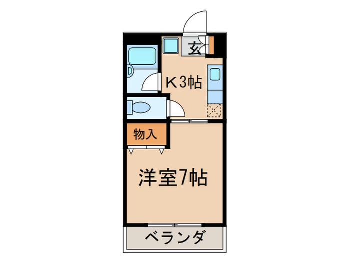 ヒルズ津田山(1K/1階)の間取り写真