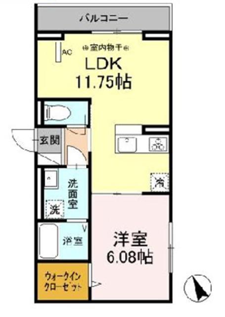 カーサ門源(1LDK/2階)の間取り写真