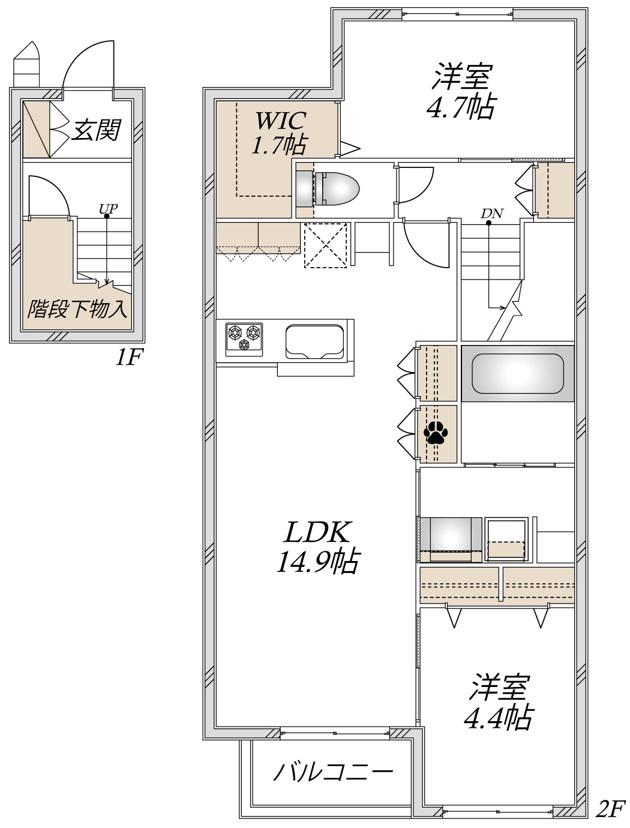 LE NOIR(2LDK/2階)の間取り写真