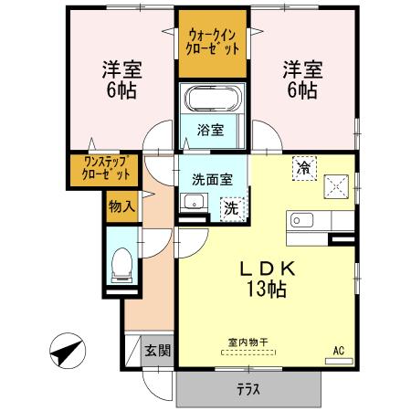 アビタシオン葉山(2LDK/1階)の間取り写真