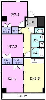 フレアグレイス(3DK/2階)の間取り写真