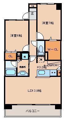 ロイヤルパークス花小金井(2LDK/5階)の間取り写真