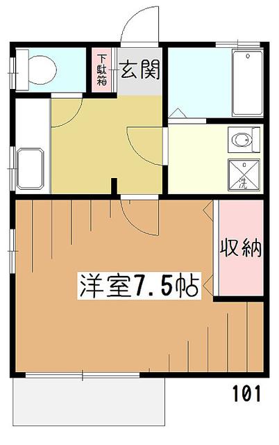 SKハイム(1K/1階)の間取り写真